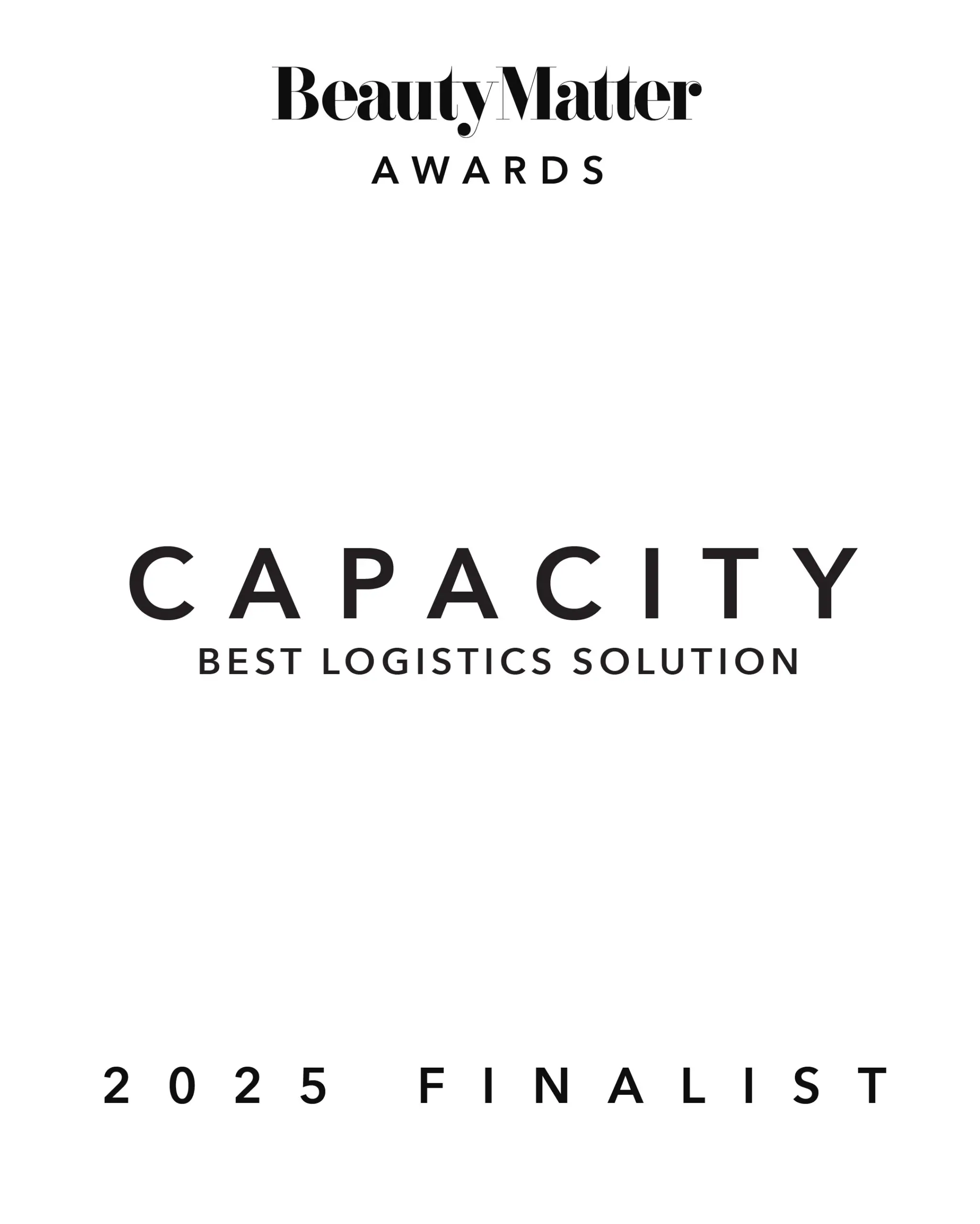 Capacity Named a 2025 BeautyMatter NEXT Awards Finalist for Best Logistics Solution