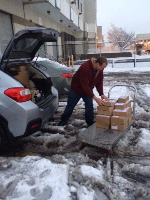 unpacking a car