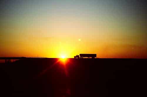 Truck at sunset USA