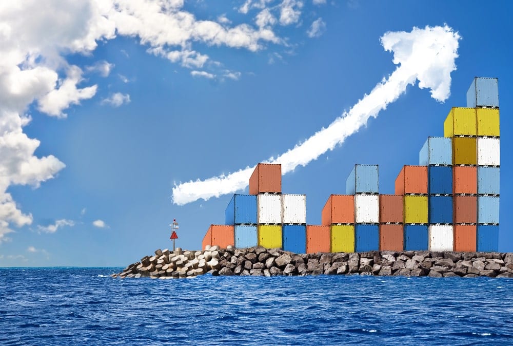 containers with cloud arrow