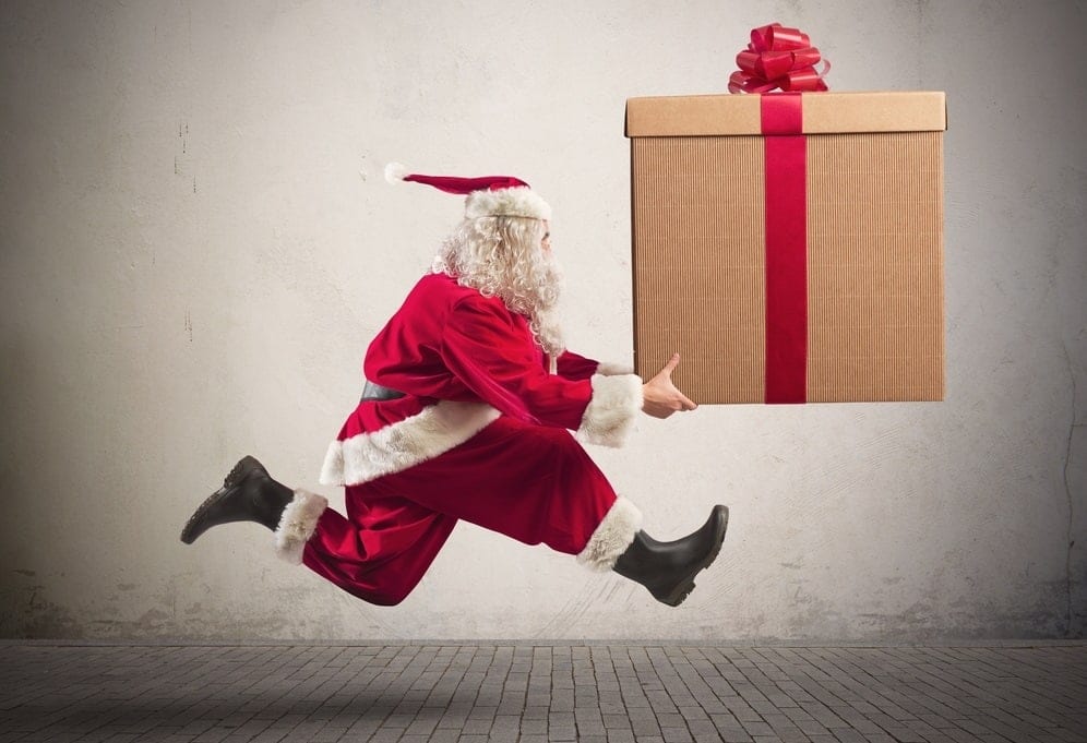 Santa running to keep up with holiday shipping surge.