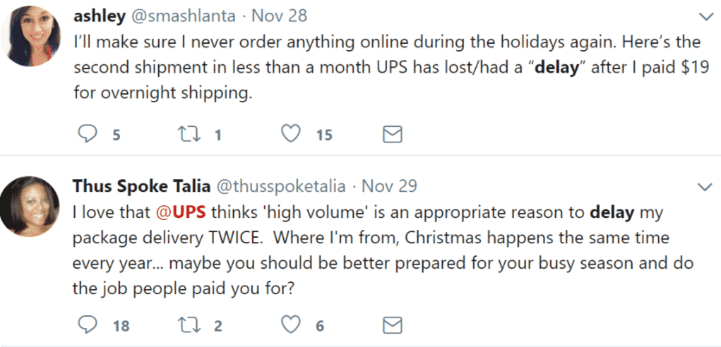UPS delivery delays 2017