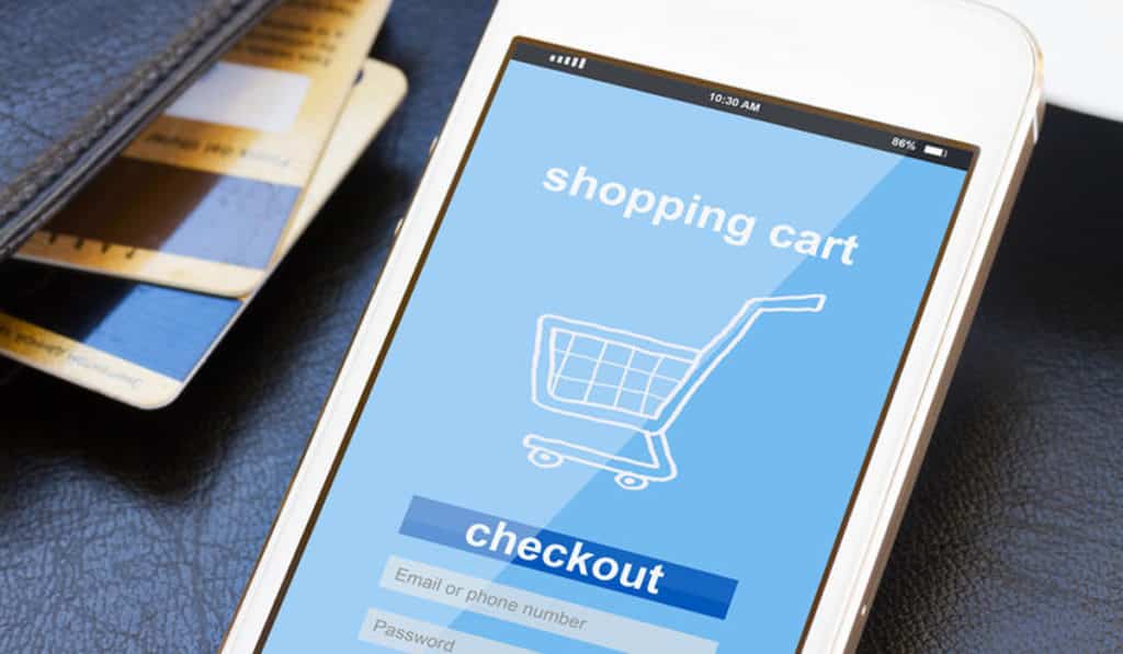 eCommerce shopping cart on smartphone