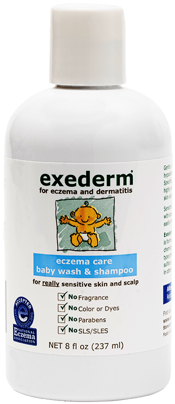 Exederm Baby Wash + Shampoo bottle